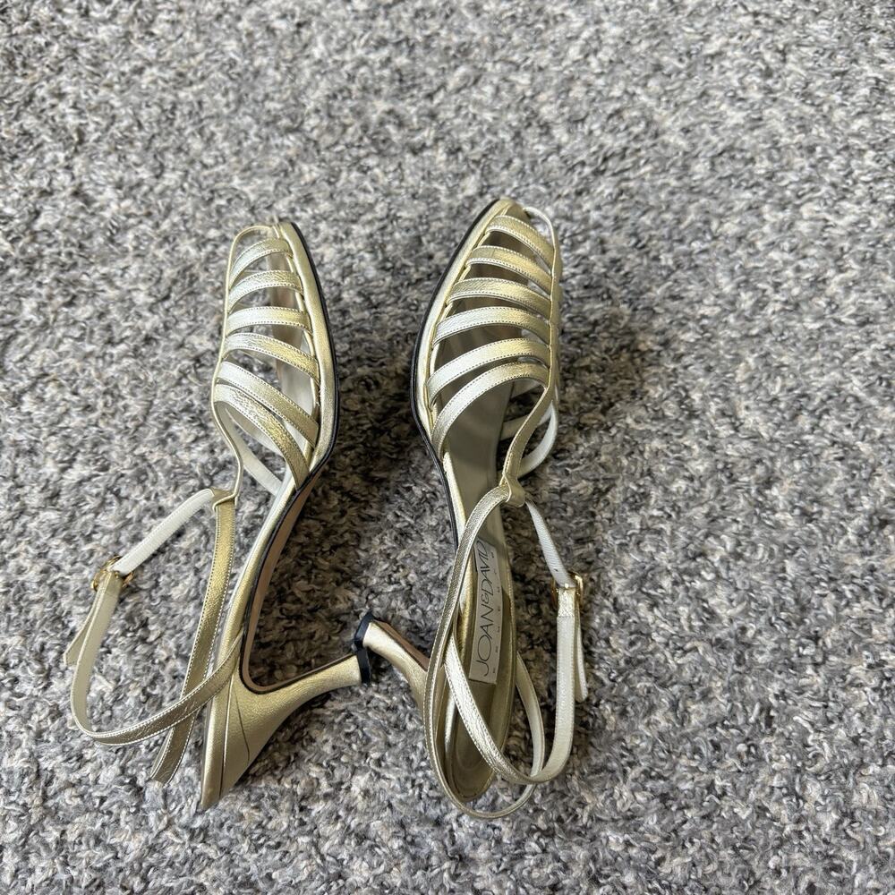Vintage Gold Metallic Strappy Ankle Strap Kitten Heels Size 8.5 Formal Y2K 90s - Picture 5 of 6